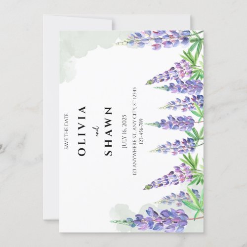 Maine lupin Wedding Save the Date Invitation