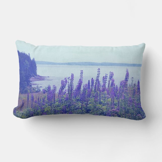 Maine Lupine Flowers Outdoor Lumbar Pillow (Front)
