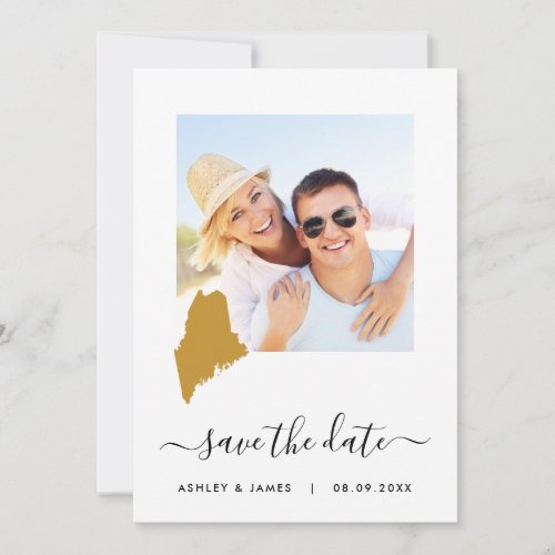 Maine Map Photo Wedding Save the Date Card