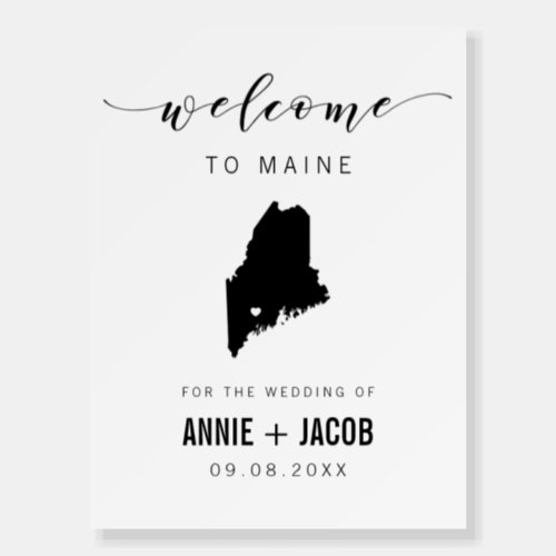 Maine Map Wedding Welcome Sign Foam Board