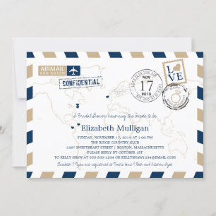 Maine + Massachusetts Airmail Bridal Shower Invitation