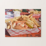 Maine ME Lobster Roll Sandwich Foodie Seafood Food Jigsaw Puzzle<br><div class="desc">Puzzle features an original New York City photograph of a classic Maine lobster roll sandwich.

Lots of additional illustrated and photo puzzles are also available from this shop. If you don't see the puzzle you're looking for,  please contact Rebecca to have something designed just for you!</div>