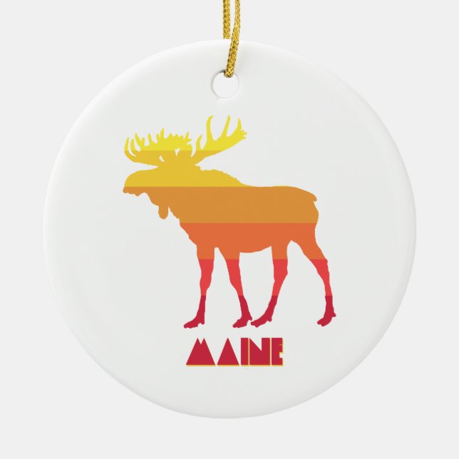 Maine Moose Ceramic Ornament (Front)
