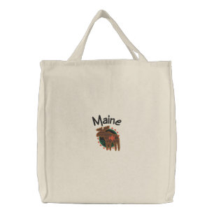 Maine Moose Embroidered Bag