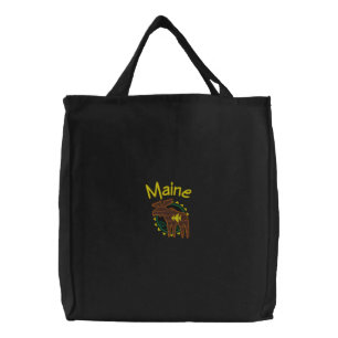 Maine Moose Embroidered Bag