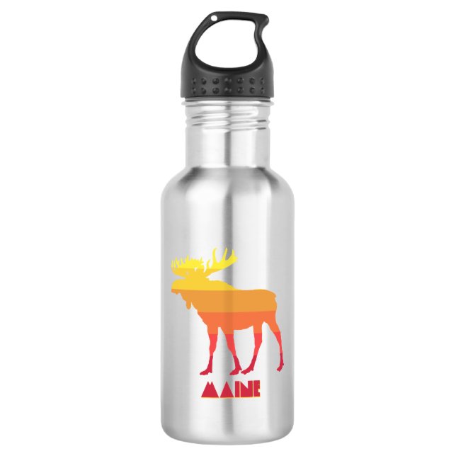 Maine Moose Stainless Steel Water Bottle (Front)