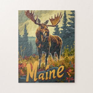 Maine Moose Vintage Jigsaw Puzzle