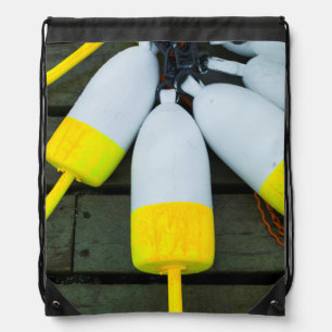 Maine, Mt. Desert Island, Bernard, lobster buoys 1 Drawstring Bag