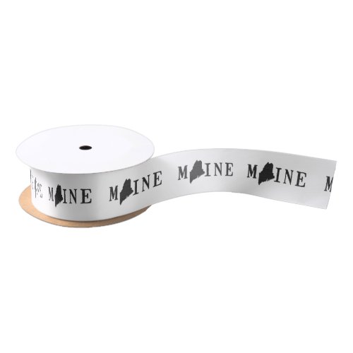 Maine Name State Shaped Letter Word Art Black Satin Ribbon