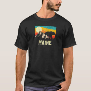Maine Nature Wild Bear Retro Sunset Hiking Raglan T-Shirt
