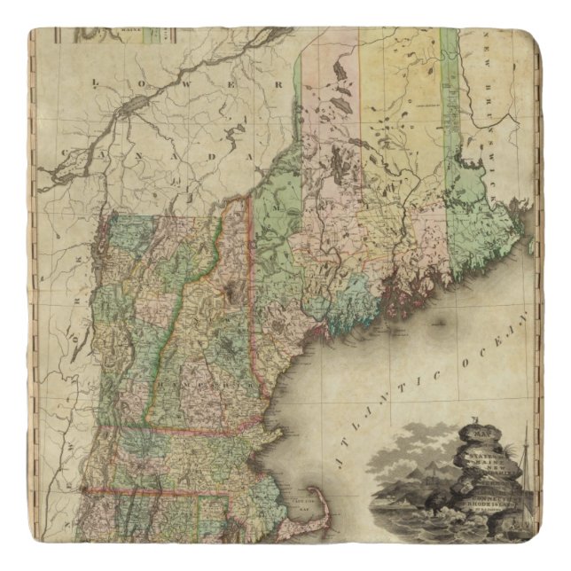 Maine, New Hampshire, Vermont, Massachusetts Trivet (Front)