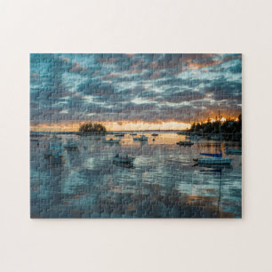 Maine, Newagen, sunset harbor 1 Jigsaw Puzzle