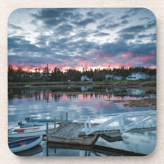 Maine, Newagen, sunset harbor 2 2 Coaster (Front)