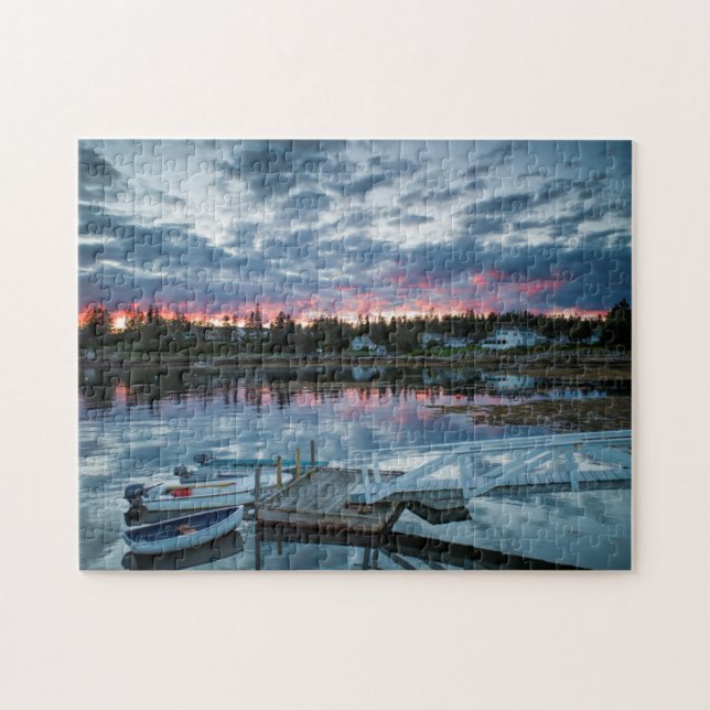 Maine, Newagen, sunset harbor 2 2 Jigsaw Puzzle (Horizontal)