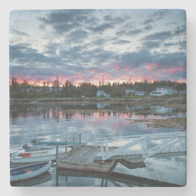Maine, Newagen, sunset harbor 2 2 Stone Coaster (Front)