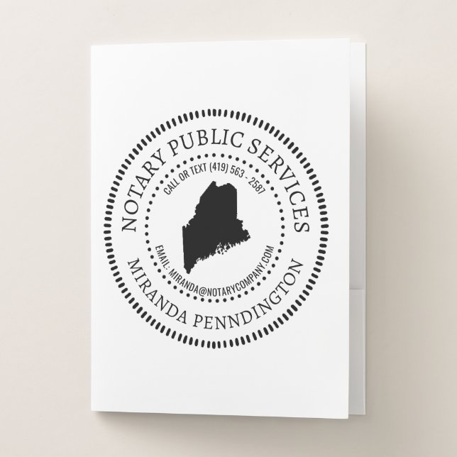 Maine Notary Services Pocket Folder (Front)