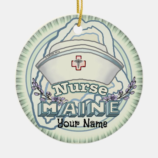 Maine Nurse Ceramic Ornament (Front)