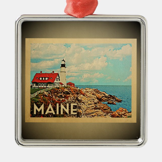Maine Ornament Vintage Travel (Front)