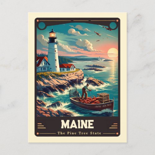 Maine  Patriotic Spirit Vintage Postcard