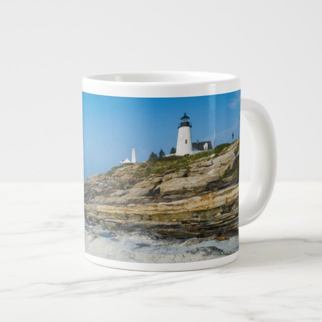 Maine, Pemaquid Point, Pemaquid Point Lighthouse Large Coffee Mug (Front Right)