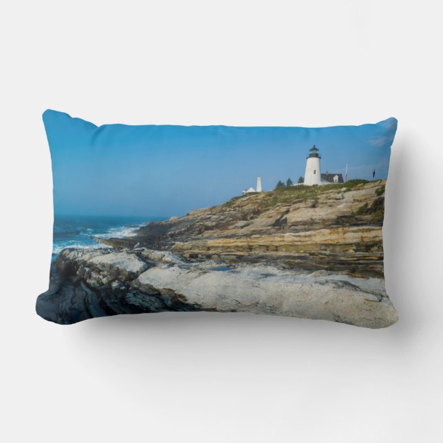 Maine, Pemaquid Point, Pemaquid Point Lighthouse Lumbar Pillow (Front)