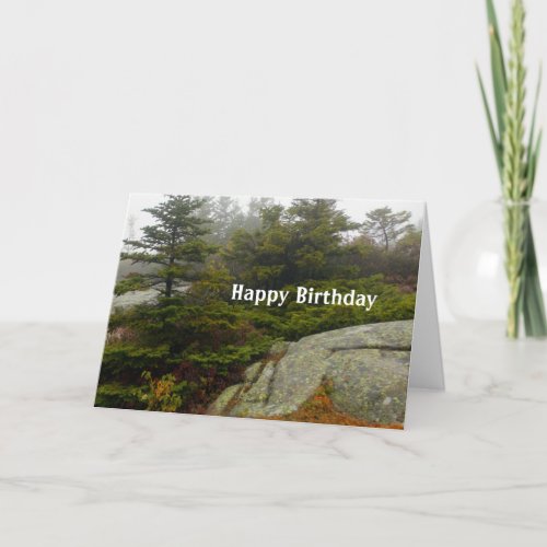 Maine Pine Boulders Acadia Photo Birthday Card