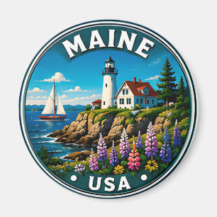 Maine Pine Tree State Coastal Pride Magnet