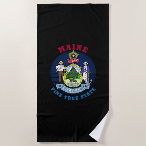 MAINE PINE TREE STATE FLAG BEACH TOWEL