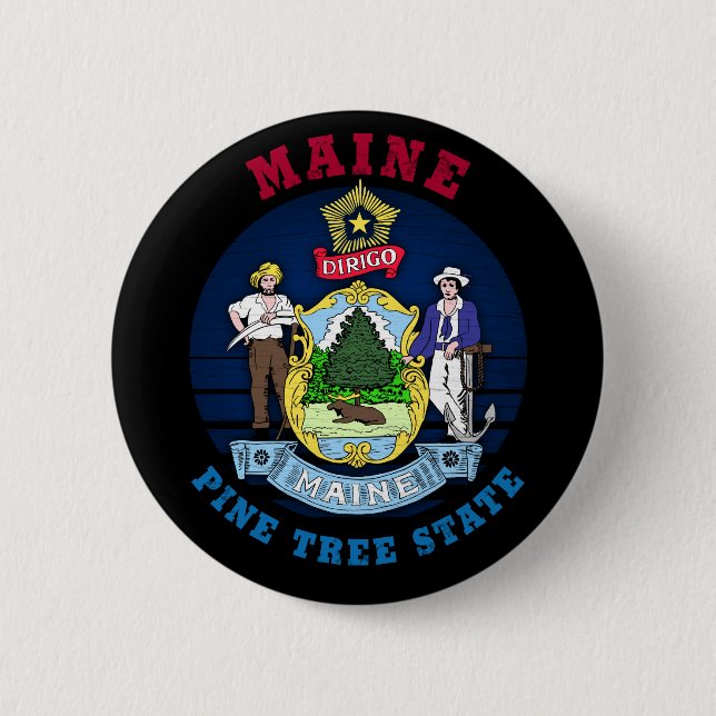 MAINE PINE TREE STATE FLAG BUTTON (Front)