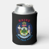 Maine Can Koozie - State With Trees