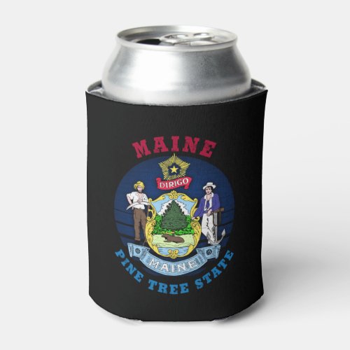 MAINE PINE TREE STATE FLAG  CAN COOLER