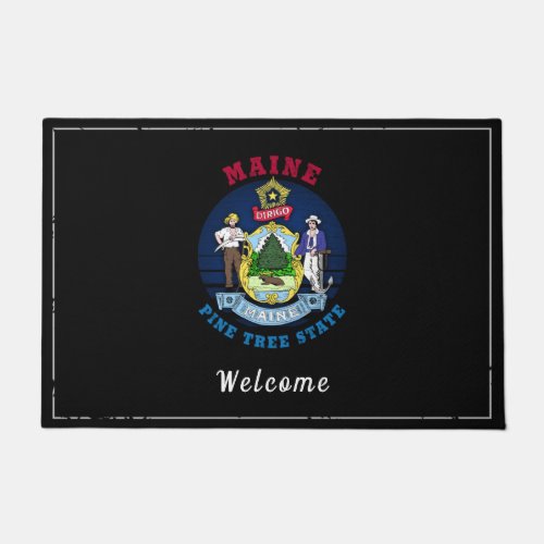 MAINE PINE TREE STATE FLAG DOORMAT