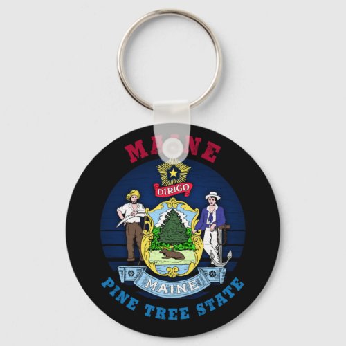 MAINE PINE TREE STATE FLAG KEYCHAIN