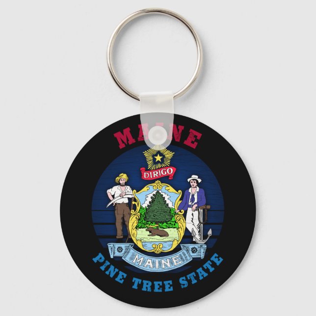 MAINE PINE TREE STATE FLAG KEYCHAIN (Front)