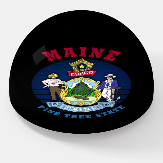 MAINE PINE TREE STATE FLAG PAPERWEIGHT (Angled)