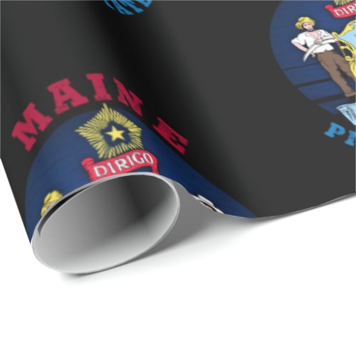 MAINE PINE TREE STATE FLAG WRAPPING PAPER