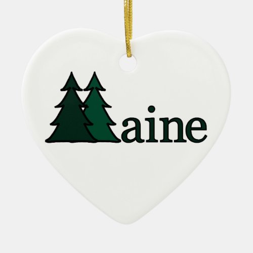 Maine Pine Trees Ceramic Ornament