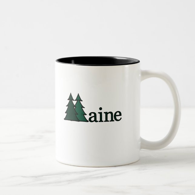 Maine Pine Trees Two-Tone Coffee Mug (Right)
