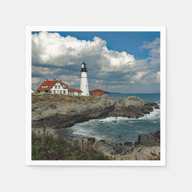 Maine Portland Head Lighthouse Photo Napkins (Front)