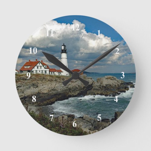 Maine Portland Head Lighthouse Photo Round Clock