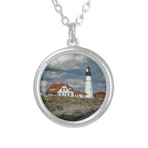 Maine Portland Head Lighthouse Photo Silver Plated Necklace