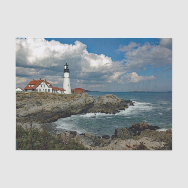 Maine Portland Head Lighthouse Photo Tissue Paper (Front)