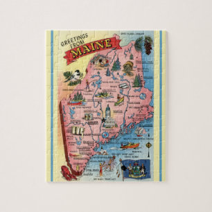Maine Postcard Map Jigsaw Puzzle