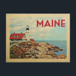 Maine Postcard Vintage Travel<br><div class="desc">Maine design in Vintage Travel style featuring a lighthouse on the cliff shore,  overlooking the Atlantic ocean. Thanks to Loren Kerns's photo as base: www.flickr.com/photos/lorenkerns/4822059747</div>