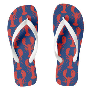 Maine Red Lobster Preppy Navy Flip Flops