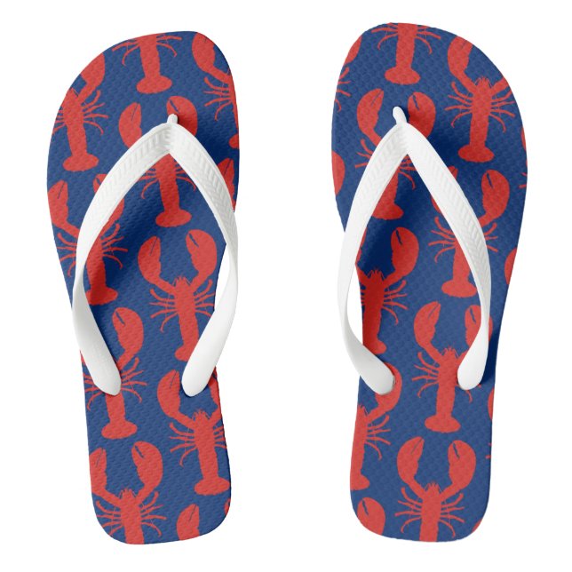 Maine Red Lobster Preppy Navy Flip Flops (Footbed)