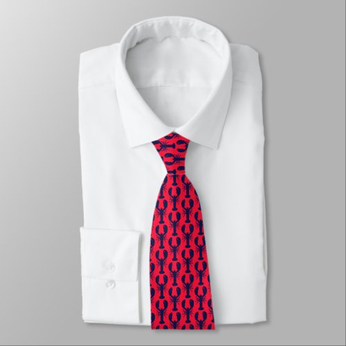 Maine RedNavy Lobster Preppy Neck Tie