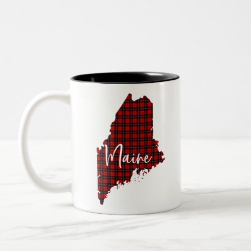Maine Red Plaid State Matching Pajama Family Two_Tone Coffee Mug