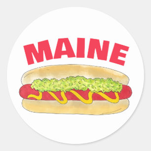 Maine Red Snapper Hotdog Portland ME Food Cookout Classic Round Sticker