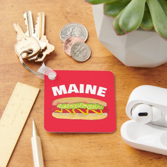 Maine Red Snapper Hotdog Portland ME Food Cookout Keychain (Desk)